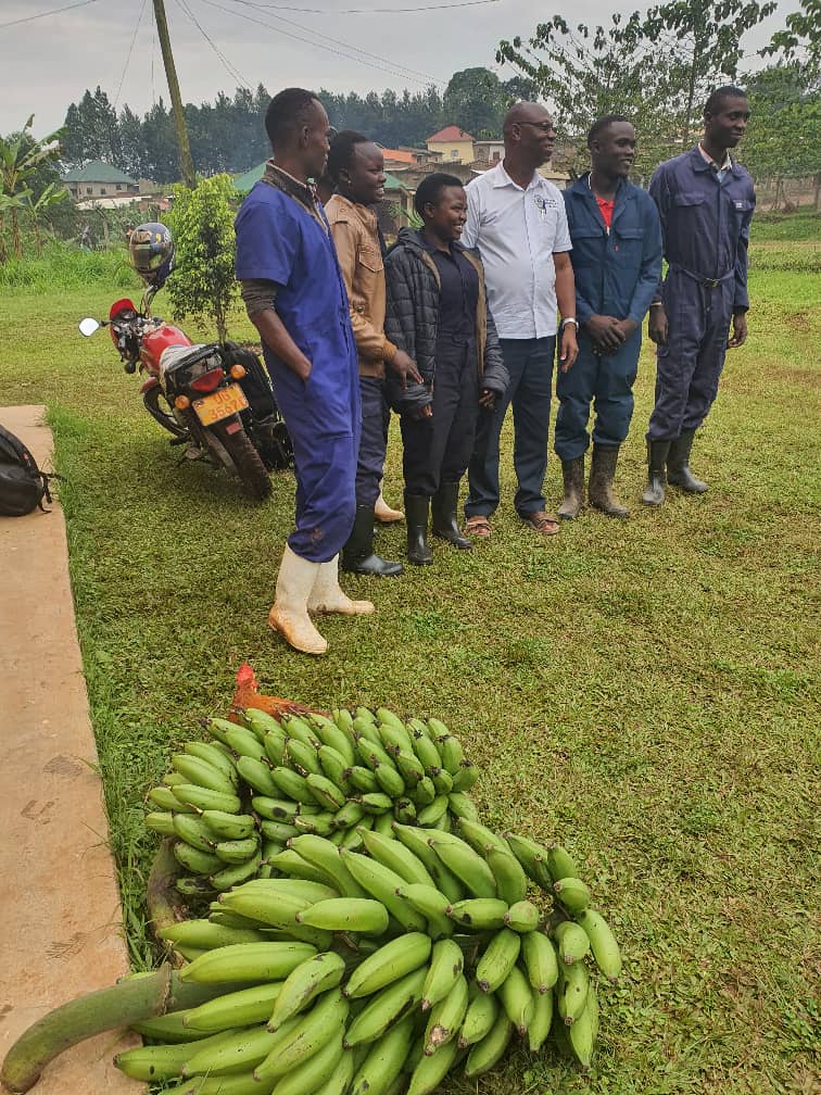 Students and staff during crop production field learning