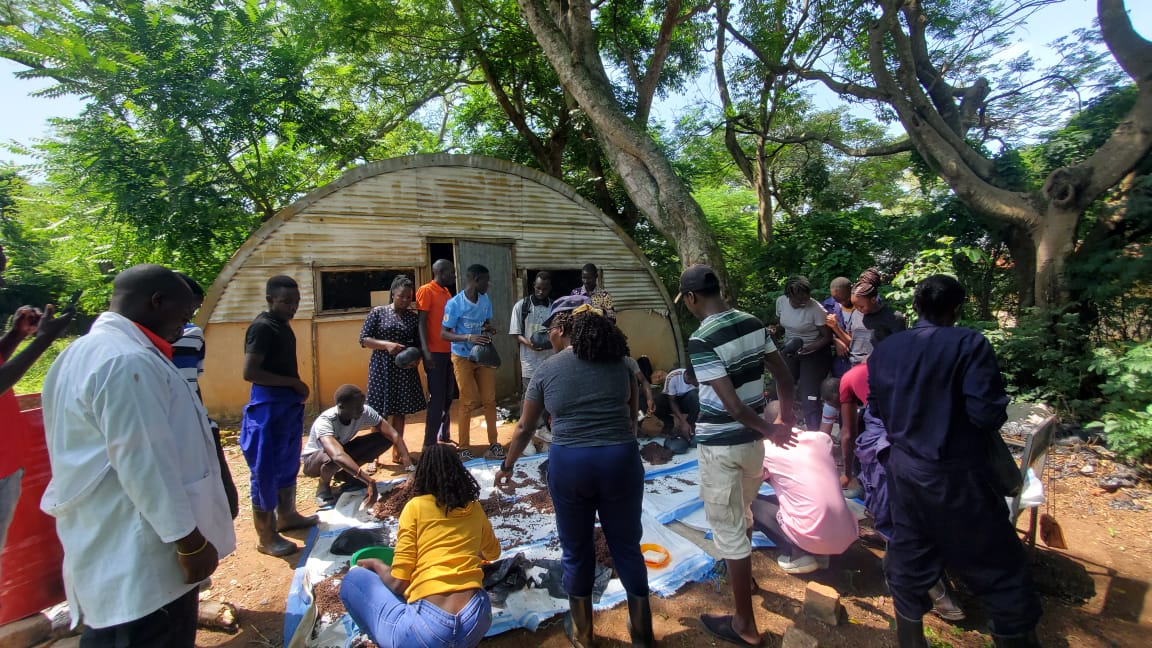 Students taking part in hands-on agricultural training