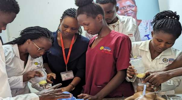 Students in a clinical simulation session at FHS